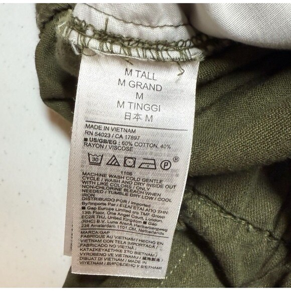 Gap MT Medium Tall Womens Easy Pants Green Cargo Drawstring Ankle Utility Casual - Picture 4 of 6
